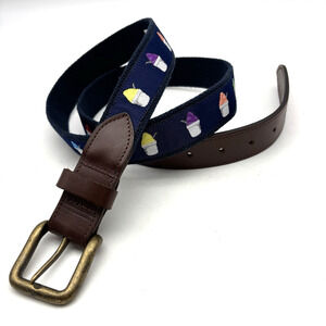 Nola Couture Ash Wednesday Snoball Club Navy Cotton Brown Leather Belt 40-44"